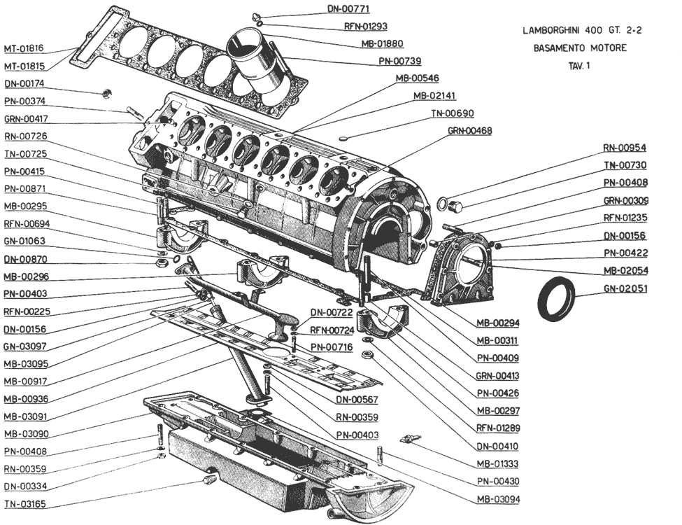 350/400GT Lamborghini Miura Compare Parts list lamborghini engine diagram 
