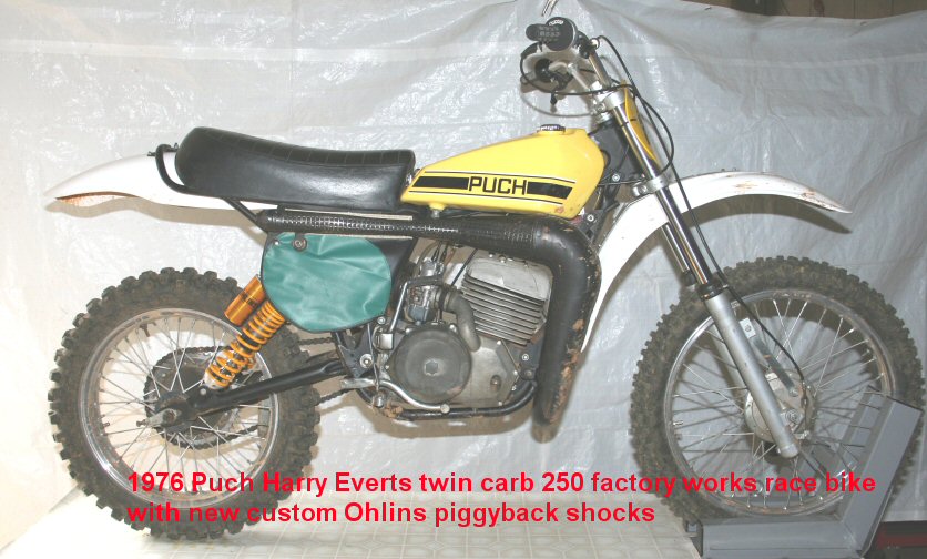 1976 Puch Harry Everts twin carb 250 factory race bike with custom Ohlins